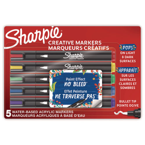 Image of Sharpie® Creative Markers, Medium Bullet Tip, Assorted Colors, 5/Pack