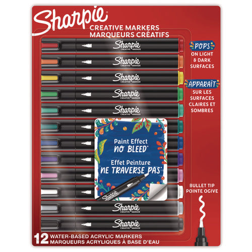 Image of Sharpie® Creative Markers, Medium Bullet Tip, Assorted Colors, 12/Pack
