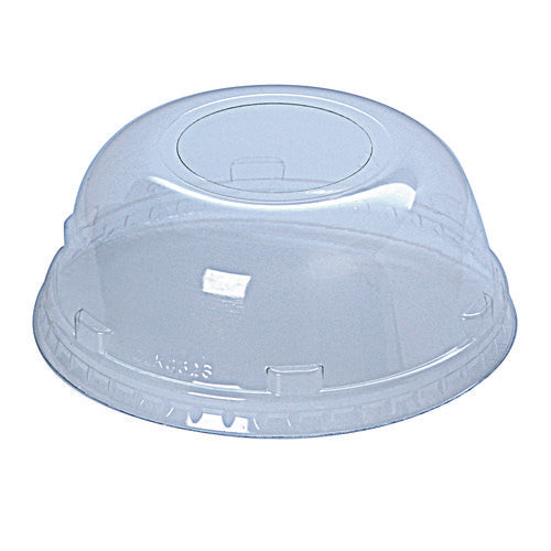 Image of Fabri-Kal® Kal-Clear/Nexclear Drink Cup Lids, Squat Dome Lid with 1.75" Hole, Fits 32 oz Cold Cups, Plastic, Clear, 500/Carton