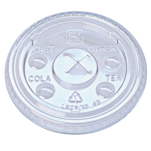Image of Fabri-Kal® Kal-Clear/Nexclear Drink Cup Lids, X-Style Straw Slot/Flavor Buttons, Fits 9 oz to 10 oz Cold Cups, Plastic, Clear, 2,500/CT