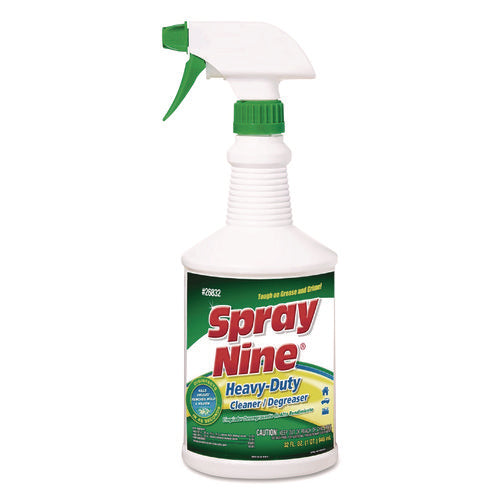 Image of Spray Nine® Heavy Duty Cleaner/degreaser/disinfectant, Citrus Scent, 32 Oz, Trigger Spray Bottle, 12/carton