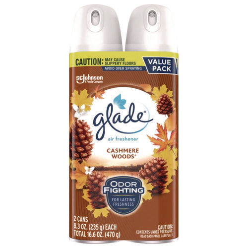 Image of Glade® Air Freshener, Cashmere Woods Scent, 8.3 oz Aerosol Can, 2/Pack