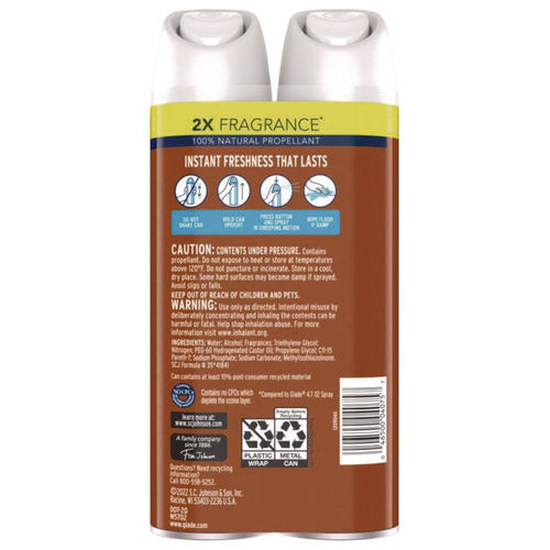 Image of Glade® Air Freshener, Cashmere Woods Scent, 8.3 oz Aerosol Can, 2/Pack