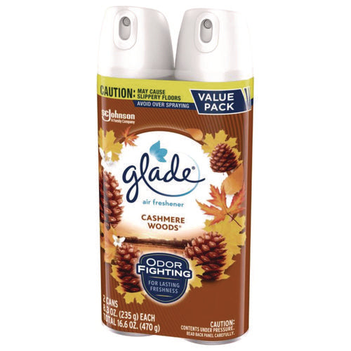 Image of Glade® Air Freshener, Cashmere Woods Scent, 8.3 oz Aerosol Can, 2/Pack