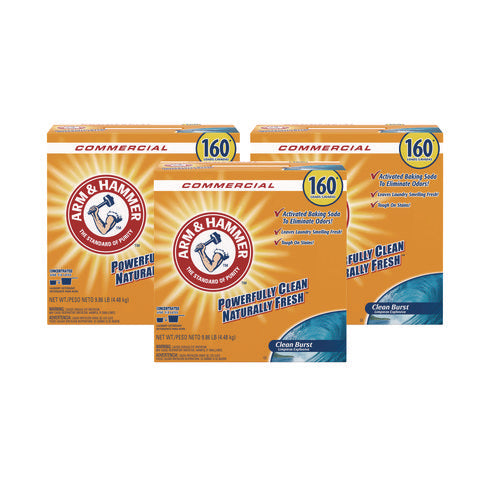 Image of Arm & Hammer Powder Laundry Detergent, Clean Burst, 9.86 Lb Box, 3/carton