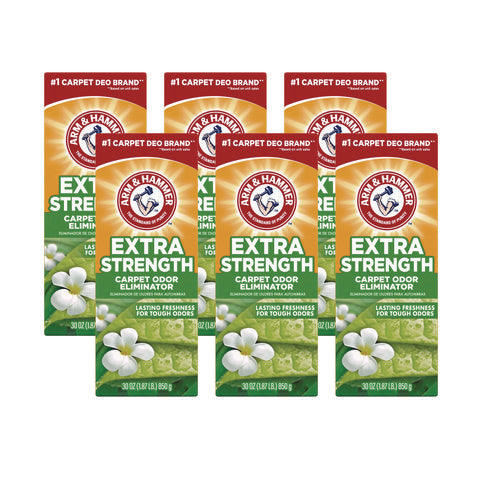 Image of Arm & Hammer Deodorizing Carpet Cleaning Powder, Fresh, 30 oz Box, 6/Carton