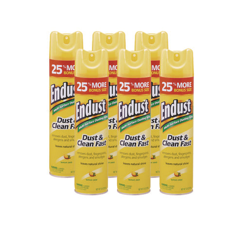 Image of Diversey Endust Multi-Surface Dusting And Cleaning Spray, Lemon Zest, 12.5 Oz Aerosol Spray, 6/carton