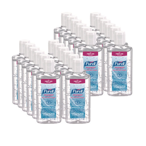 Image of PURELL® Advanced Hand Sanitizer Refreshing Gel, 4 oz Flip-Cap Bottle, Clean Scent, 24/Carton