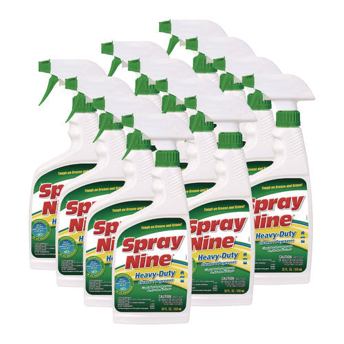 Image of Spray Nine® Heavy Duty Cleaner/degreaser/disinfectant, Citrus Scent, 22 Oz Trigger Spray Bottle, 12/carton