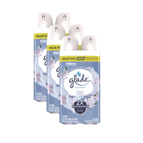 Image of Glade® Air Freshener, Clean Linen Scent, 8.3 oz, 2/Pack, 3Packs/Carton