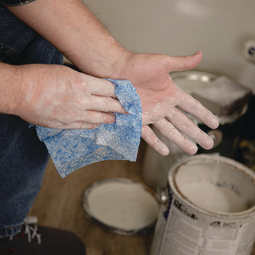 Image of SCRUBS® Hand Cleaner Towels, 1-Ply, 10 x 12, Citrus, Blue/White, 30/Canister