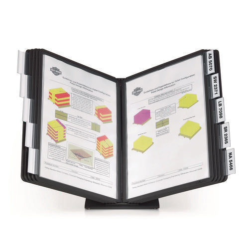 Image of Durable® VARIO Document Holder, 10 Panels 15.5 x 6.5 x 10.75, Black Borders