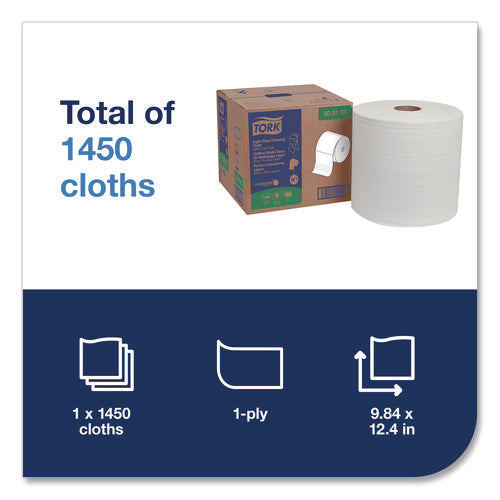 Image of Tork® Light Duty Cleaning Cloth, Giant Roll, 1-Ply, 9 x 12.4, White, 1,450 Sheet Roll/Carton