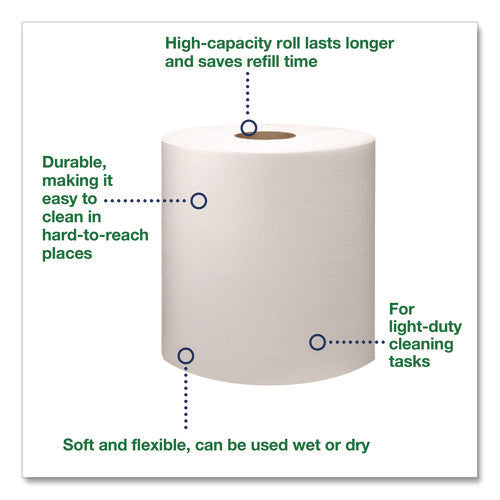 Image of Tork® Light Duty Cleaning Cloth, Giant Roll, 1-Ply, 9 x 12.4, White, 1,450 Sheet Roll/Carton