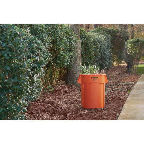Image of Rubbermaid® Commercial Brute Round Container, 32 gal, Resin, Orange