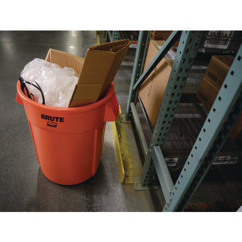 Image of Rubbermaid® Commercial Brute Round Container, 32 gal, Resin, Orange