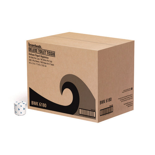 Image of Boardwalk® 2-Ply Toilet Tissue, Septic Safe, White, 125 ft Roll Length, 500 Sheets/Roll, 96 Rolls/Carton
