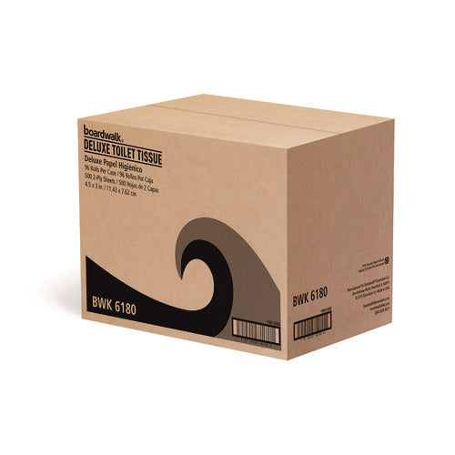 Image of Boardwalk® 2-Ply Toilet Tissue, Septic Safe, White, 125 ft Roll Length, 500 Sheets/Roll, 96 Rolls/Carton