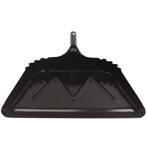 Image of Impact® Heavy-Duty Commercial Dust Pan, 16 X 15.5, 5.38" Handle, 20-Gauge Steel, Black