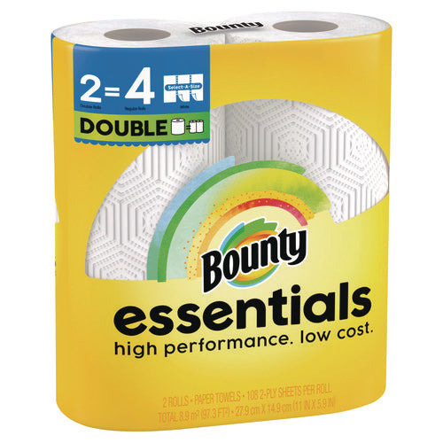 Image of Bounty® Essentials Select-A-Size Kitchen Roll Paper Towels, 2-Ply, White, 108 Sheets/Roll, 2/Pack, 8 Packs/Carton