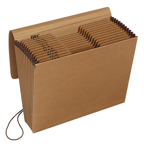 Image of Pendaflex® Kraft Indexed Expanding File, 12 Sections, Elastic Cord Closure, 1/12-Cut Tabs, Letter Size, Brown