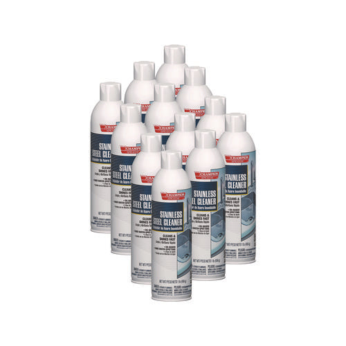 Image of Chase Products Champion Sprayon Stainless Steel Cleaner, 16 Oz Aerosol Spray, 12/carton
