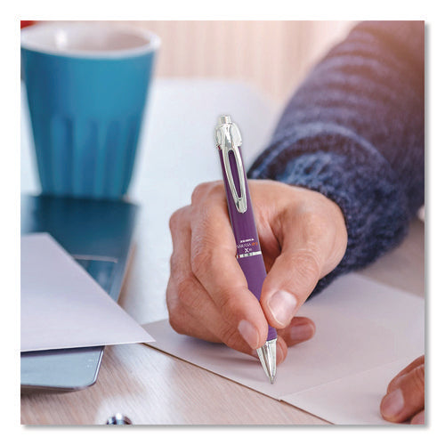 Image of Zebra® Sarasa Dry X10 Gel Pen, Retractable, Medium 0.7 mm, Violet Ink, Violet/Silver Barrel, 12/Pack