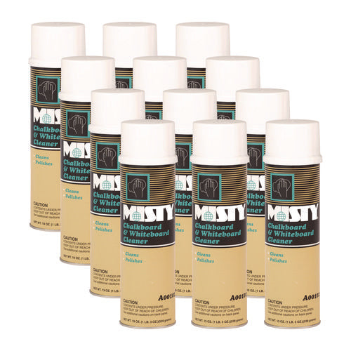 Image of Misty® Chalkboard And Whiteboard Cleaner, 19 Oz Aerosol Spray, 12/carton