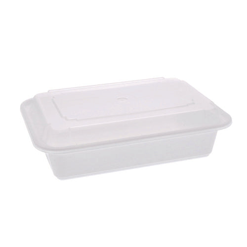Image of Pactiv Evergreen Newspring VERSAtainer Microwavable Containers, Base/Lid Combo, 8.8 x 6 x 2.5, White/Clear, Plastic, 150/Carton