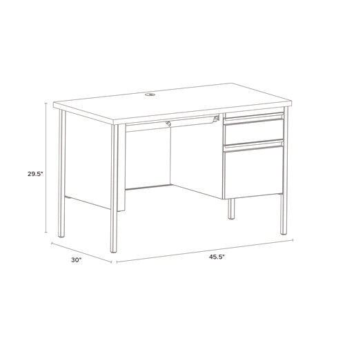 Image of Alera® Single Pedestal Steel Desk, 45" x 24" x 29.5", Mahogany/Charcoal, Charcoal Legs