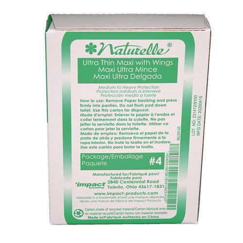 Image of Impact® Naturelle Maxi Pads, #4 Ultra Thin With Wings, 200 Individually Wrapped/carton