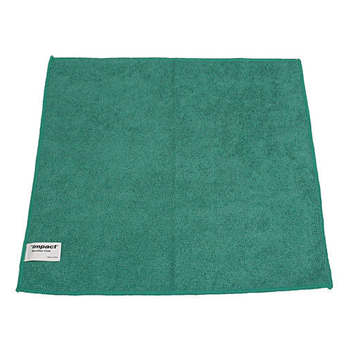 Image of Impact® Lightweight Microfiber Cloths, 16 X 16, Green, 240/carton