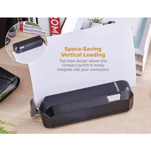 Image of Bostitch® 20-Sheet Electric Three-Hole Punch, 9/32" Holes, Black