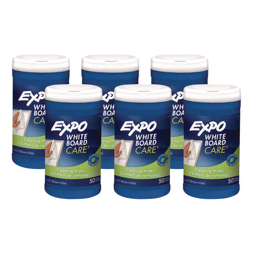 Image of EXPO® Dry-Erase Board-Cleaning Wet Wipes, 6 x 9, 50/Container, 6/Carton