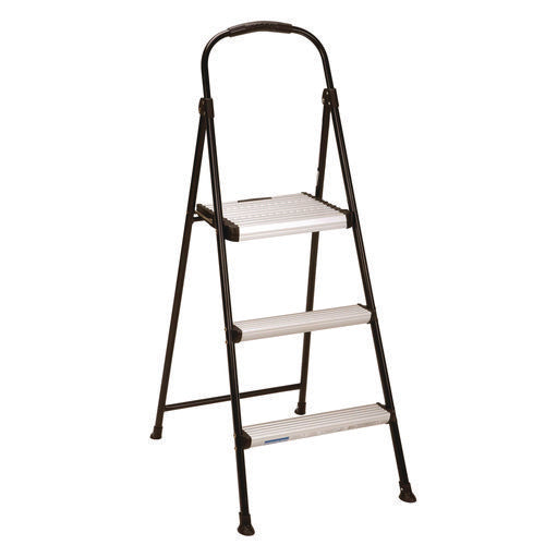 Image of Cosco® 3-Step Stepstool, 250 lb Capacity, 28.75" Working Height, 28.35" Spread, Black/Silver