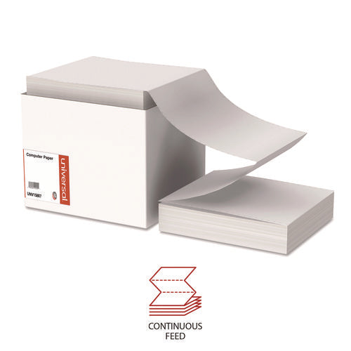 Image of Universal® Printout Paper, 1-Part, 20 lb Bond Weight, 9.5 x 11, White, 2,300/Carton