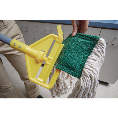 Image of Rubbermaid® Commercial Invader Fiberglass Side-Gate Wet-Mop Handle, 1" dia x 60", Gray/Yellow