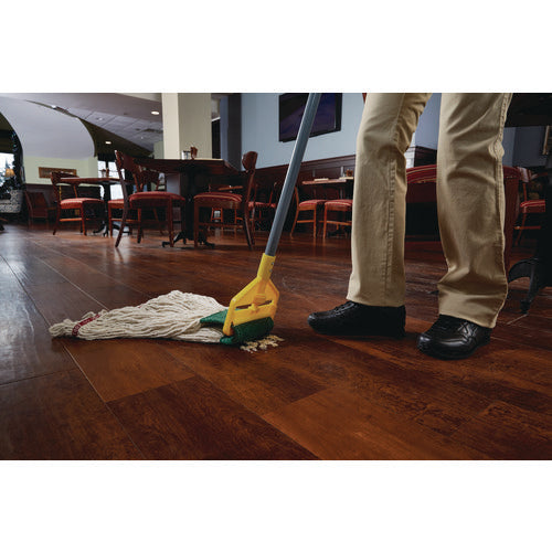 Image of Rubbermaid® Commercial Invader Fiberglass Side-Gate Wet-Mop Handle, 1" dia x 60", Gray/Yellow