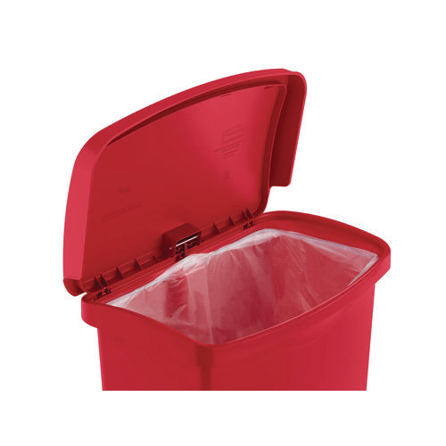 Image of Rubbermaid® Commercial Streamline Resin Step-On Container, Front Step Style, 8 gal, Polyethylene, Red