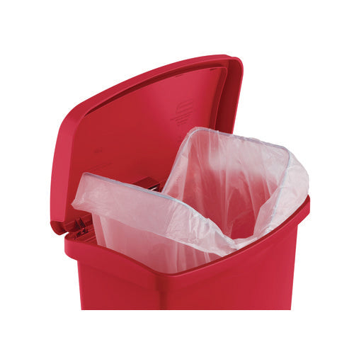 Image of Rubbermaid® Commercial Streamline Resin Step-On Container, Front Step Style, 8 gal, Polyethylene, Red