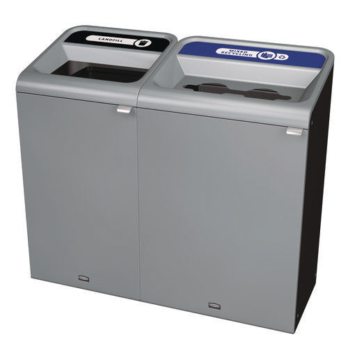 Image of Rubbermaid® Commercial Configure Indoor Recycling Waste Receptacle, Landfill, 23 gal, Metal, Gray