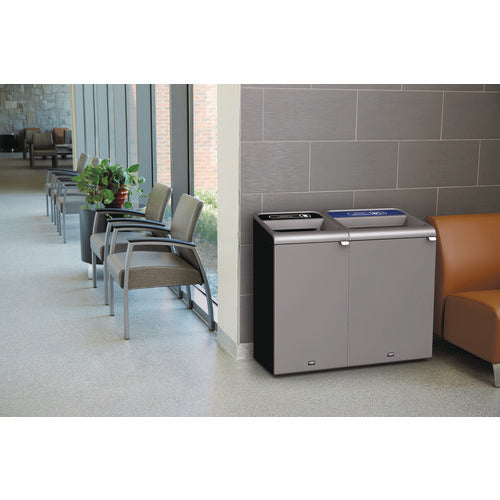 Image of Rubbermaid® Commercial Configure Indoor Recycling Waste Receptacle, Landfill, 23 gal, Metal, Gray