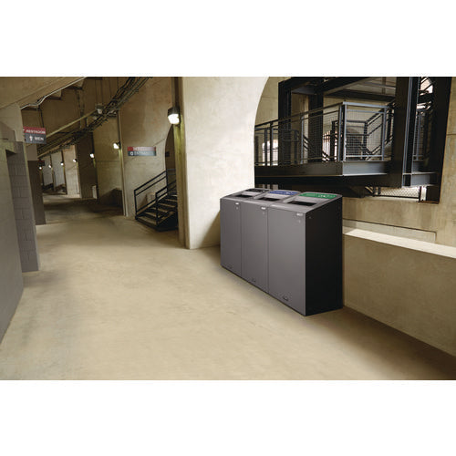 Image of Rubbermaid® Commercial Configure Indoor Recycling Waste Receptacle, 33 gal, Metal, Gray