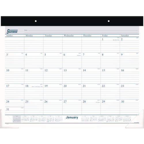 Image of AT-A-GLANCE® Desk Pad, 21.75 x 17, White Sheets, Black Binding, Clear Corners, 12-Month (Jan to Dec): 2025
