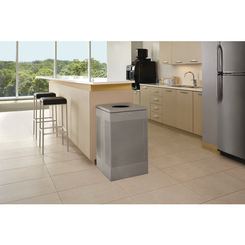 Image of Rubbermaid® Commercial Designer Line Silhouettes Waste Receptacle, 20 gal, Steel, Silver Metallic