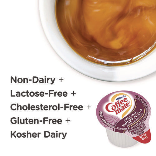 Image of Coffee mate® Liquid Coffee Creamer, Italian Sweet Cream, 0.38 oz Mini Cups, 50/Box, 4 Boxes/Carton
