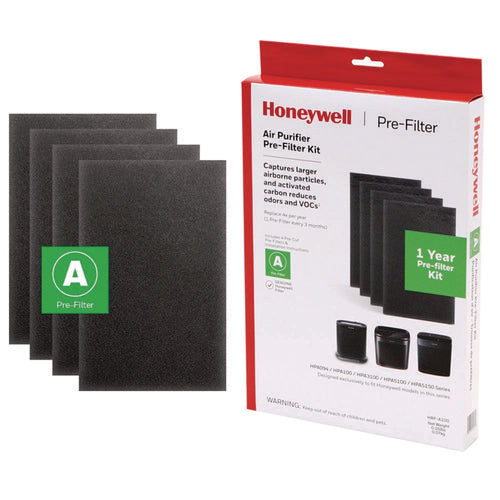 Image of Honeywell Pre-Cut Carbon Pre-Filter, Fits Models: HPA094/HPA100/HPA101/HPA104/HPA105/HPA106/HPA3100/HPA5100/HPA5150, Box of 4 Filters