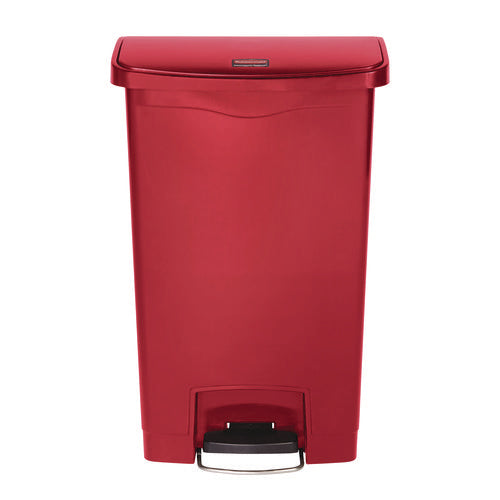Image of Rubbermaid® Commercial Streamline Resin Step-On Container, Front Step Style, 8 gal, Polyethylene, Red