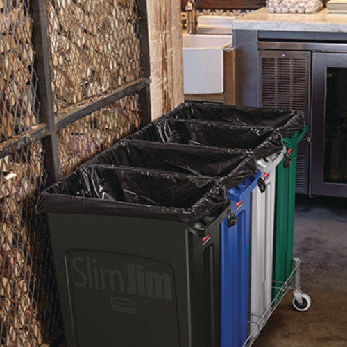 Image of Rubbermaid® Commercial Slim Jim Plastic Recycling Container with Venting Channels, 23 gal, Plastic, Green