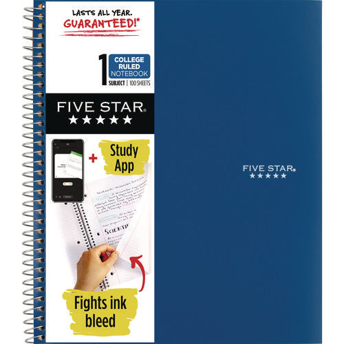 Image of Five Star® Wirebound Notebook, 1-Subject, Medium/College Rule, Randomly Assorted Cover Color, (100) 11 x 8.5 Sheets